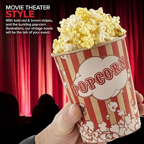 Stock Your Home 32 Oz Kraft Popcorn Buckets (25 Count) | Vintage Style Greaseproof Disposable Containers thumbnail 4