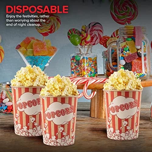 Stock Your Home 32 Oz Kraft Popcorn Buckets (25 Count) | Vintage Style Greaseproof Disposable Containers thumbnail 7