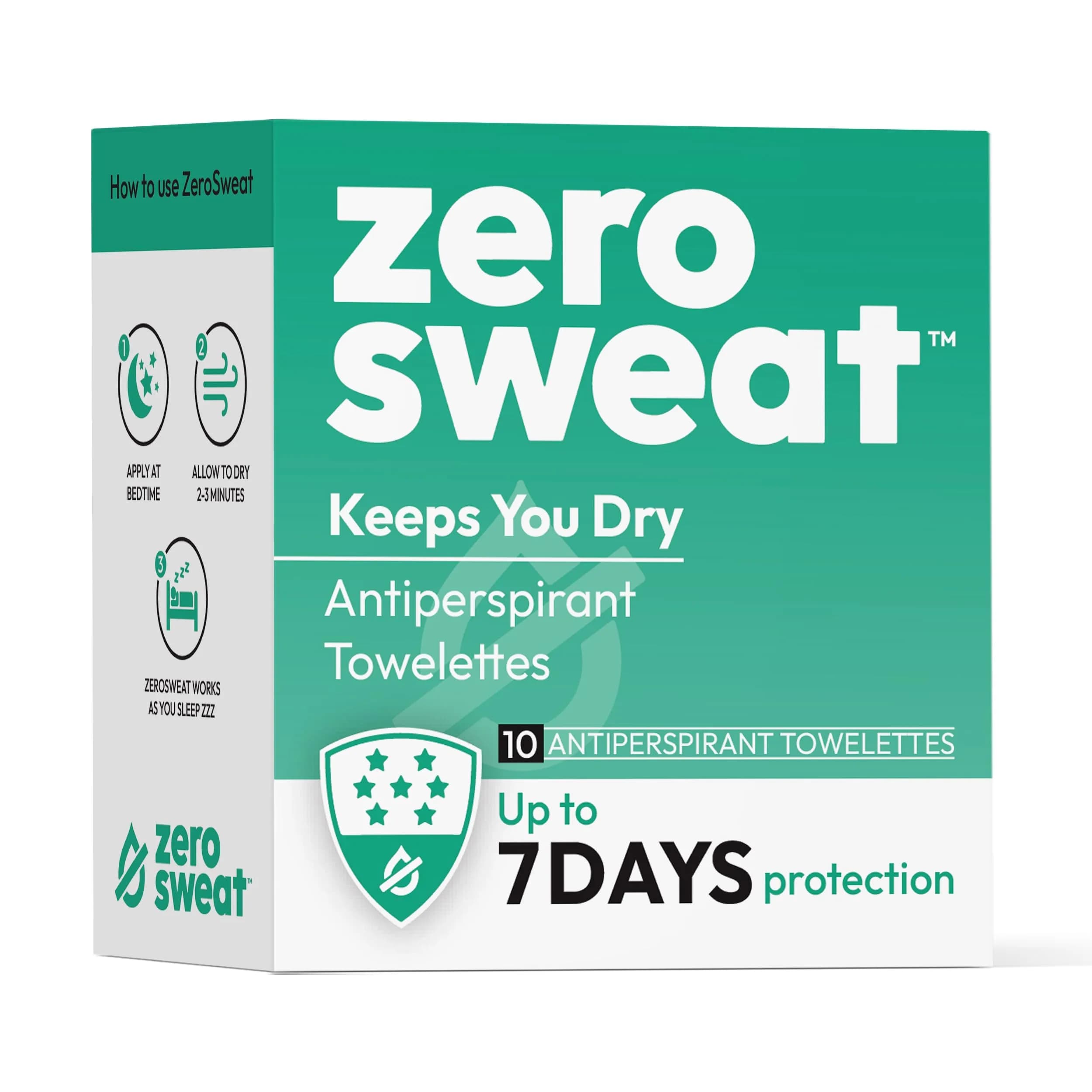 ZeroSweat Clinical Strength Antiperspirant Wipes | 10 Count (100ml Total) | Reduces Armpit Sweat - view 2
