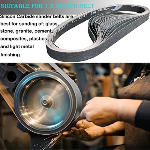 Tonmp Silicon Carbide Sanding Belts 1 x 30 Inch | Assorted Grits for Metal & Glass Work thumbnail 7