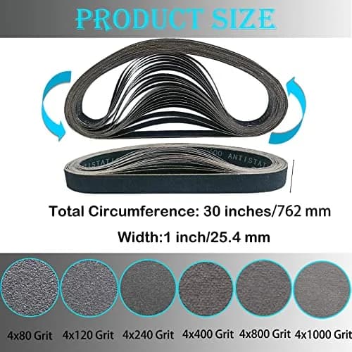 Tonmp Silicon Carbide Sanding Belts 1 x 30 Inch | Assorted Grits for Metal & Glass Work thumbnail 2
