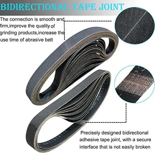Tonmp Silicon Carbide Sanding Belts 1 x 30 Inch | Assorted Grits for Metal & Glass Work thumbnail 3