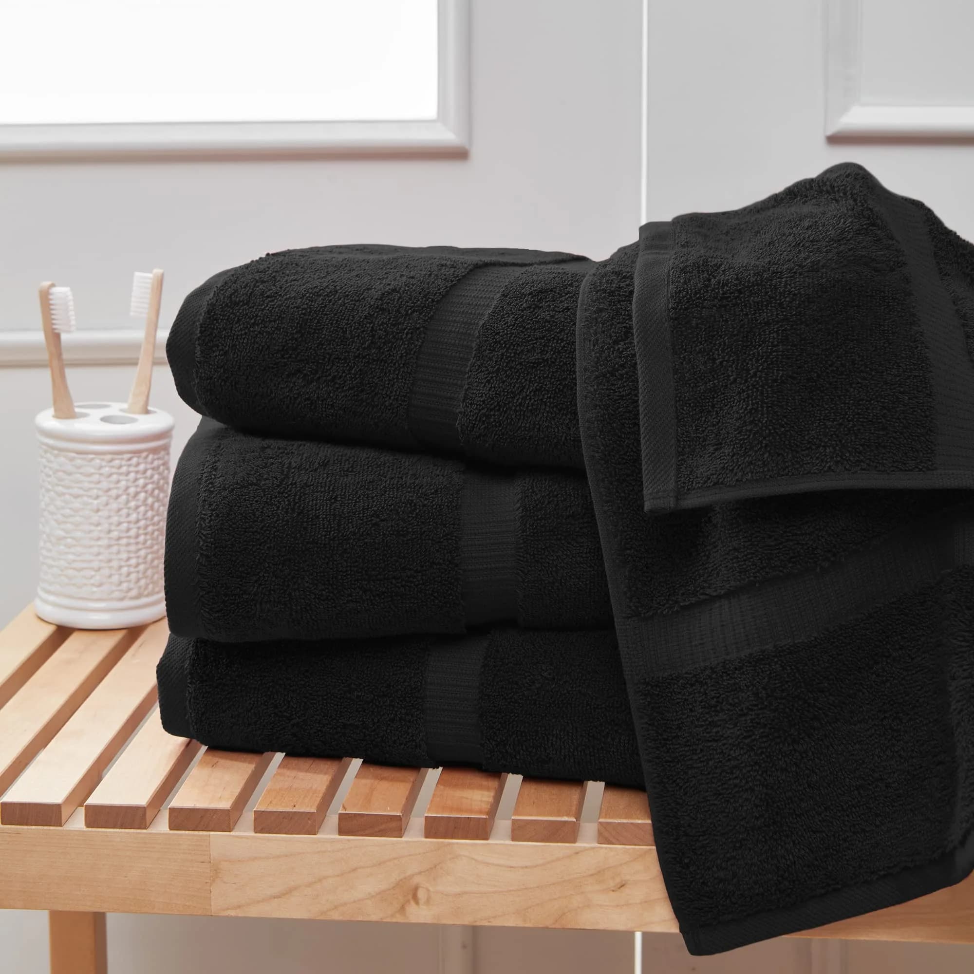 Towel Bazaar 8-Piece Turkish Cotton Towel Set, Black | Premium Quality Long-Staple Fibre, Natural Dyes, Machine Washable - view 3
