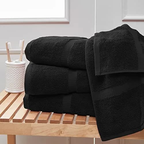 Towel Bazaar 8-Piece Turkish Cotton Towel Set, Black | Premium Quality Long-Staple Fibre, Natural Dyes, Machine Washable thumbnail 3