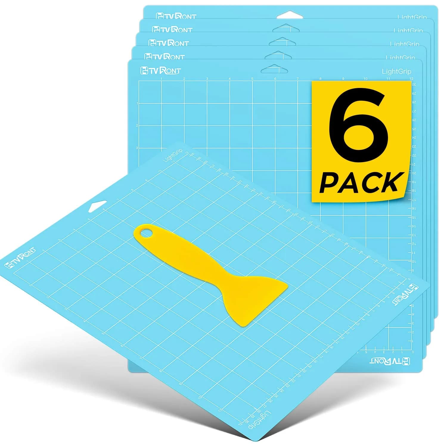 HTVRONT Light Grip Cutting Mat 12x12 Inch, 6 Pack, Blue | Self-Healing PVC for Quilting & Crafting
