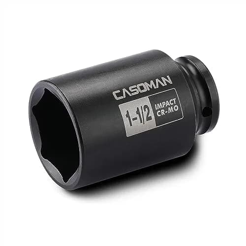CASOMAN 1-1/2 Inch Drive Deep Impact Socket 38.1mm (1.5") | Heavy-Duty CR-MO 6-Point Axle Nut Removal Tool thumbnail 1