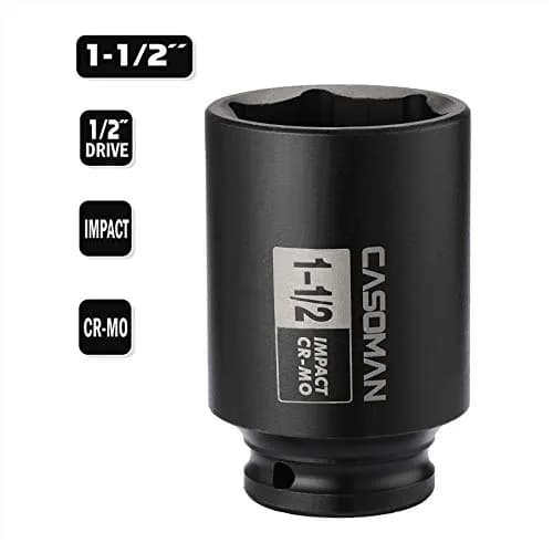 CASOMAN 1-1/2 Inch Drive Deep Impact Socket 38.1mm (1.5") | Heavy-Duty CR-MO 6-Point Axle Nut Removal Tool thumbnail 4