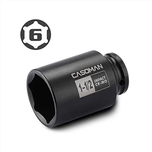CASOMAN 1-1/2 Inch Drive Deep Impact Socket 38.1mm (1.5") | Heavy-Duty CR-MO 6-Point Axle Nut Removal Tool thumbnail 2