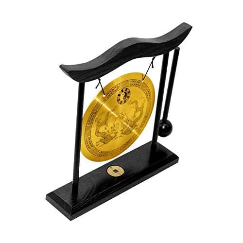 Hooshing Brass Gong Desktop Zen Art Feng Shui Decor, Dragon Pattern | Soothing Sound for Meditation & Sound Therapy thumbnail 4