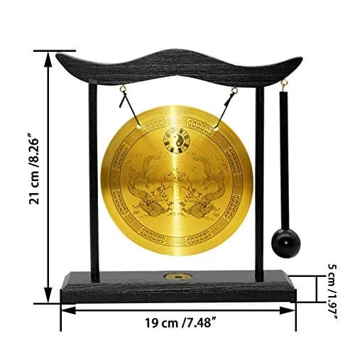 Hooshing Brass Gong Desktop Zen Art Feng Shui Decor, Dragon Pattern | Soothing Sound for Meditation & Sound Therapy thumbnail 2