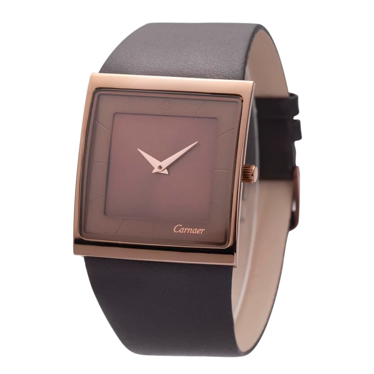 SIBOSUN Men's Square Dial Quartz Analog Watch | 41mm Stainless Steel Case, Brown Dial, Black Leather Strap — A-f. Brown, Brown