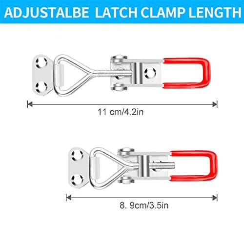 Vicuna R 6 Pack Adjustable Toggle Latch Clamps 4001 | 330lbs Holding Capacity, Galvanized Metal, Red Handle thumbnail 4