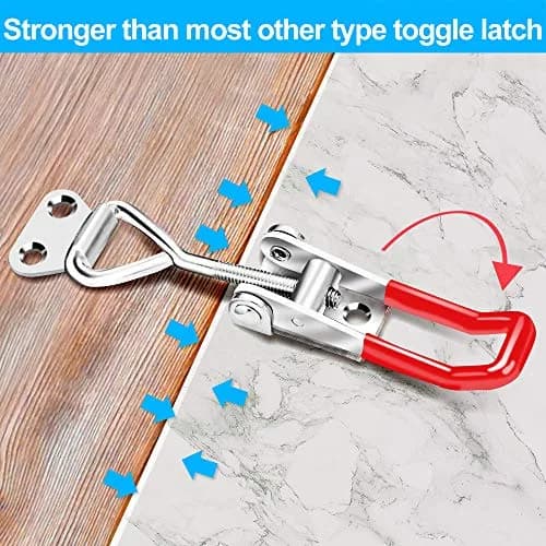 Vicuna R 6 Pack Adjustable Toggle Latch Clamps 4001 | 330lbs Holding Capacity, Galvanized Metal, Red Handle thumbnail 6