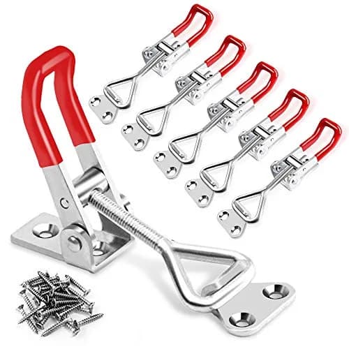 Vicuna R 6 Pack Adjustable Toggle Latch Clamps 4001 | 330lbs Holding Capacity, Galvanized Metal, Red Handle thumbnail 1