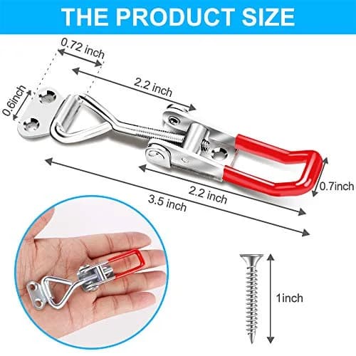 Vicuna R 6 Pack Adjustable Toggle Latch Clamps 4001 | 330lbs Holding Capacity, Galvanized Metal, Red Handle thumbnail 2