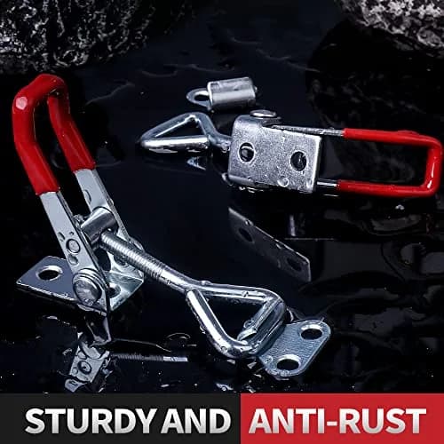 Vicuna R 6 Pack Adjustable Toggle Latch Clamps 4001 | 330lbs Holding Capacity, Galvanized Metal, Red Handle thumbnail 3