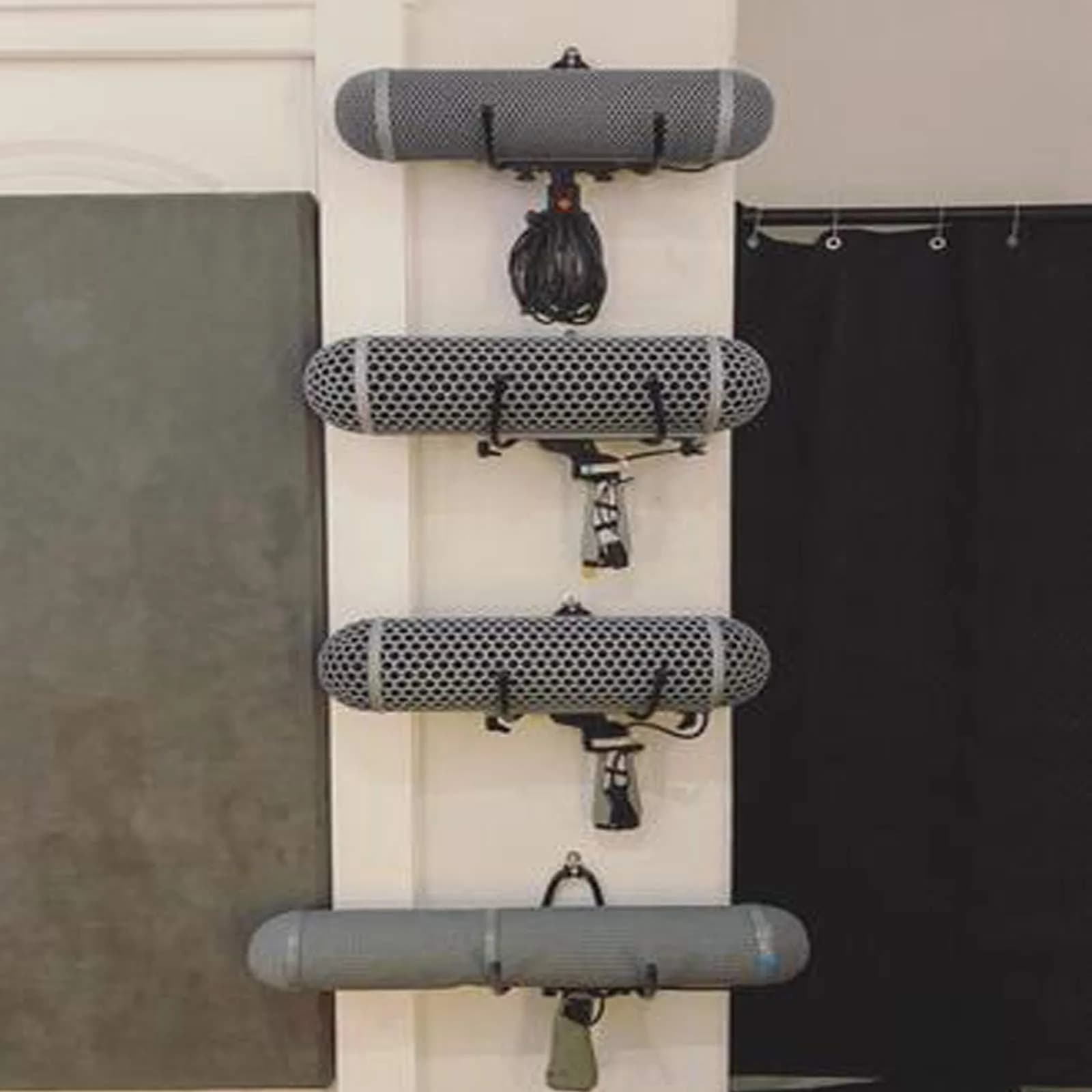 Pmsanzay Adjustable Yoga Mat Foam Roller Wall Rack Holder - 4/PK - Black - 9.07 kg Capacity - view 7