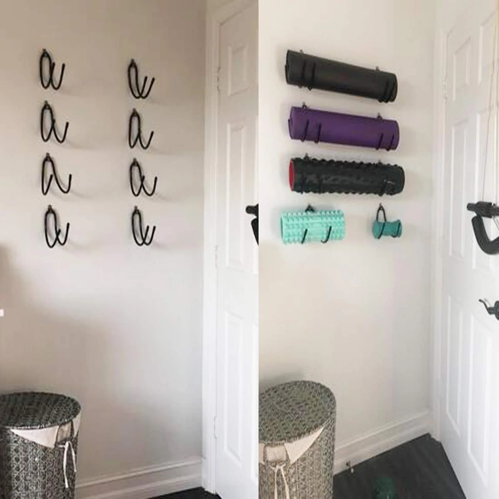Pmsanzay Adjustable Yoga Mat Foam Roller Wall Rack Holder - 4/PK - Black - 9.07 kg Capacity - view 4