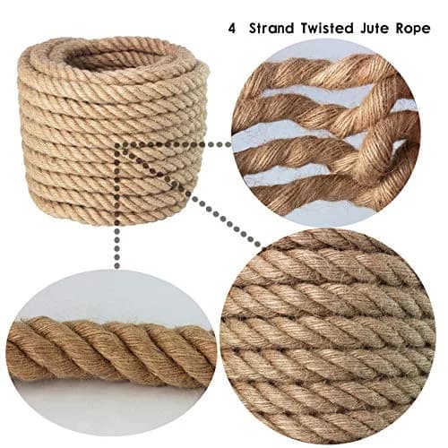 VEITHI Manila Rope 1 Inch x 50 Feet | Natural Twisted Fiber for Landscaping, Crafts, Marine Use thumbnail 4