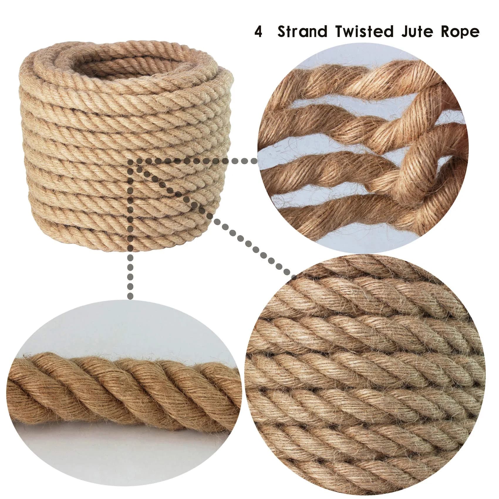 VEITHI Manila Rope 1 Inch x 50 Feet | Natural Twisted Fiber for Landscaping, Crafts, Marine Use - view 4