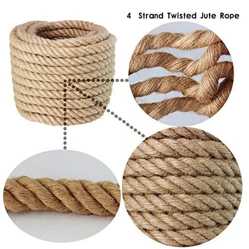 VEITHI Manila Rope 3/4 Inch x 50 Feet | Natural Twisted Rope for Landscaping, Crafts, Marine, Tie-Downs thumbnail 3