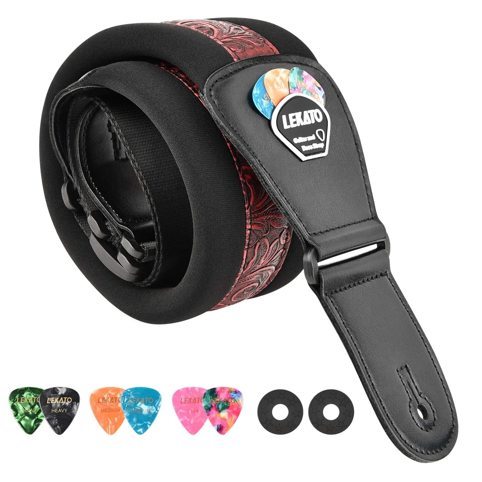 LEKATO Bass Guitar Strap - 3" Wide, Padded, Adjustable 45" to 55" | Comfortable, Durable & Safe for Heavy Guitars