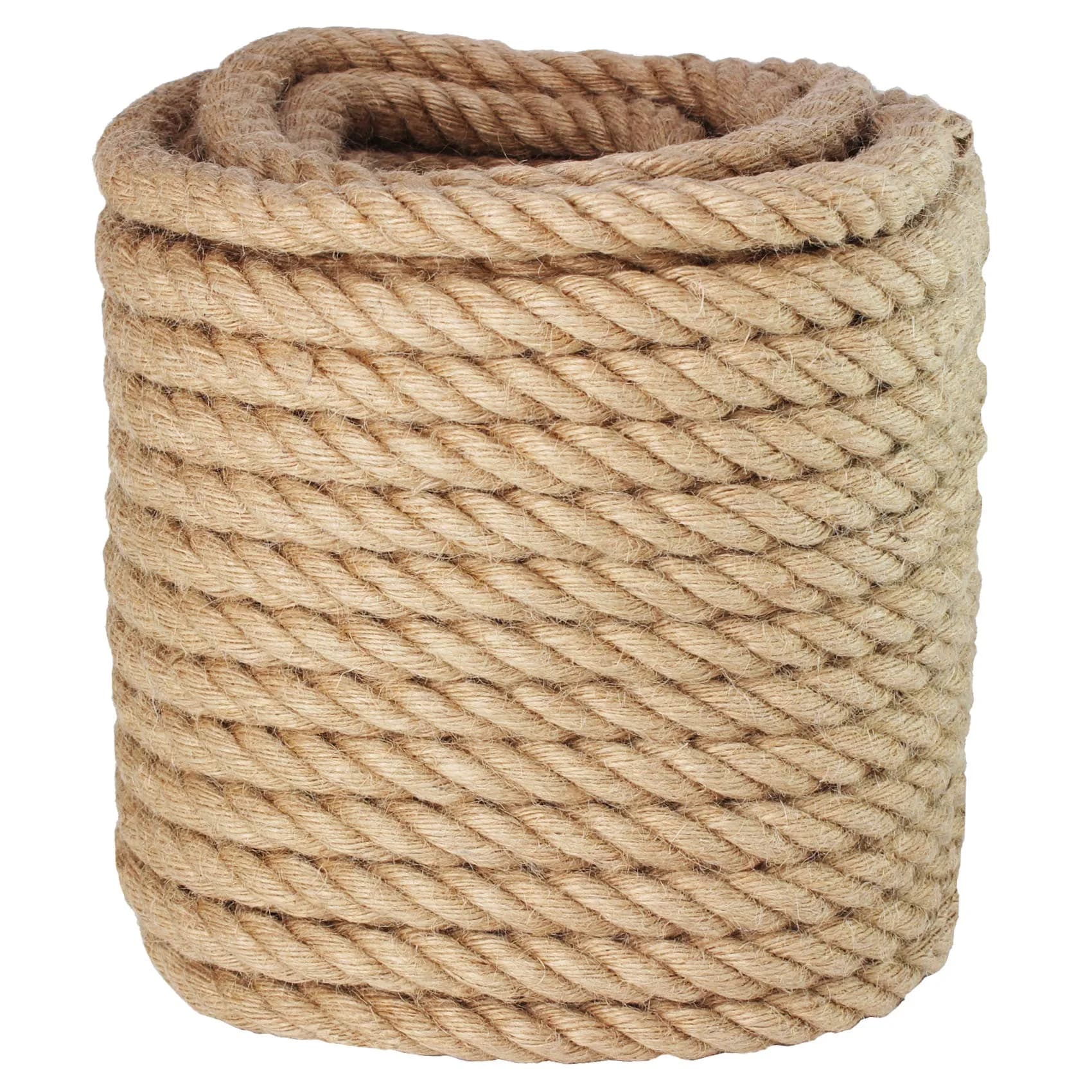 VEITHI Manila Rope 3/4 Inch x 50 Feet | Natural Twisted Rope for Landscaping, Crafts, Marine, Tie-Downs — Black