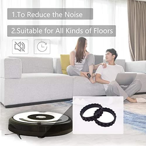 Garbage fighter Replacement Tires for iRobot Roomba 500-900 Series, e5, e6, i7 Vacuums | Black 2-Pack Natural Rubber thumbnail 6