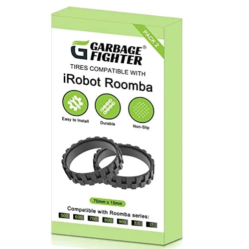 Garbage fighter Replacement Tires for iRobot Roomba 500-900 Series, e5, e6, i7 Vacuums | Black 2-Pack Natural Rubber thumbnail 8