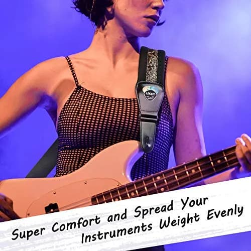 LEKATO Bass Guitar Strap - 3" Wide, Padded, Adjustable 45" to 55" | Comfortable & Durable thumbnail 7