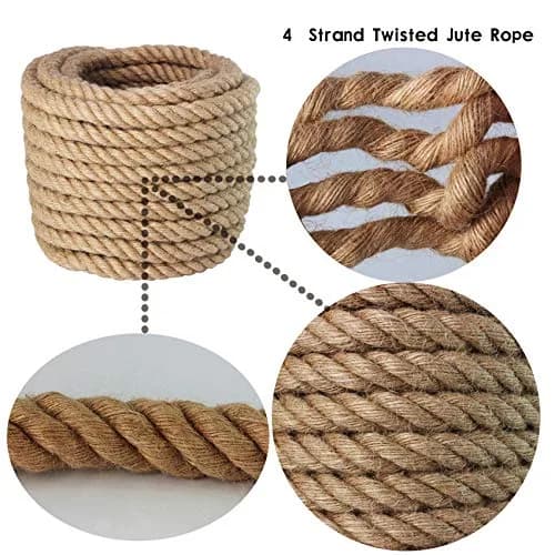 VEITHI Manila Rope 1.5 Inch x 50 Feet (38.1mm x 15.24m) | Natural Twisted Rope for Landscaping, Crafts, Marine Use thumbnail 3