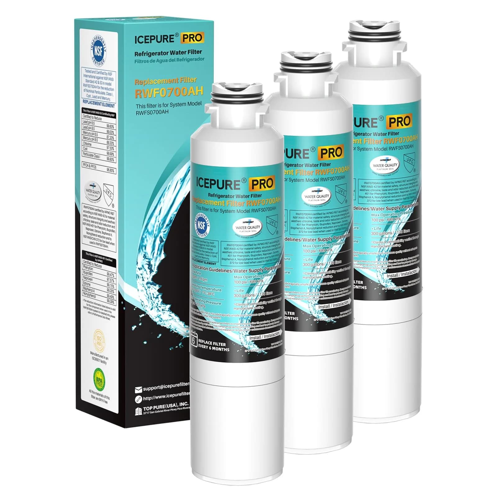 ICEPURE PRO DA29-00020B Refrigerator Water Filter 23.1cm (9.1in) | NSF 401 & 53 Certified for Pharmaceuticals, Lead, Mercury - main product image