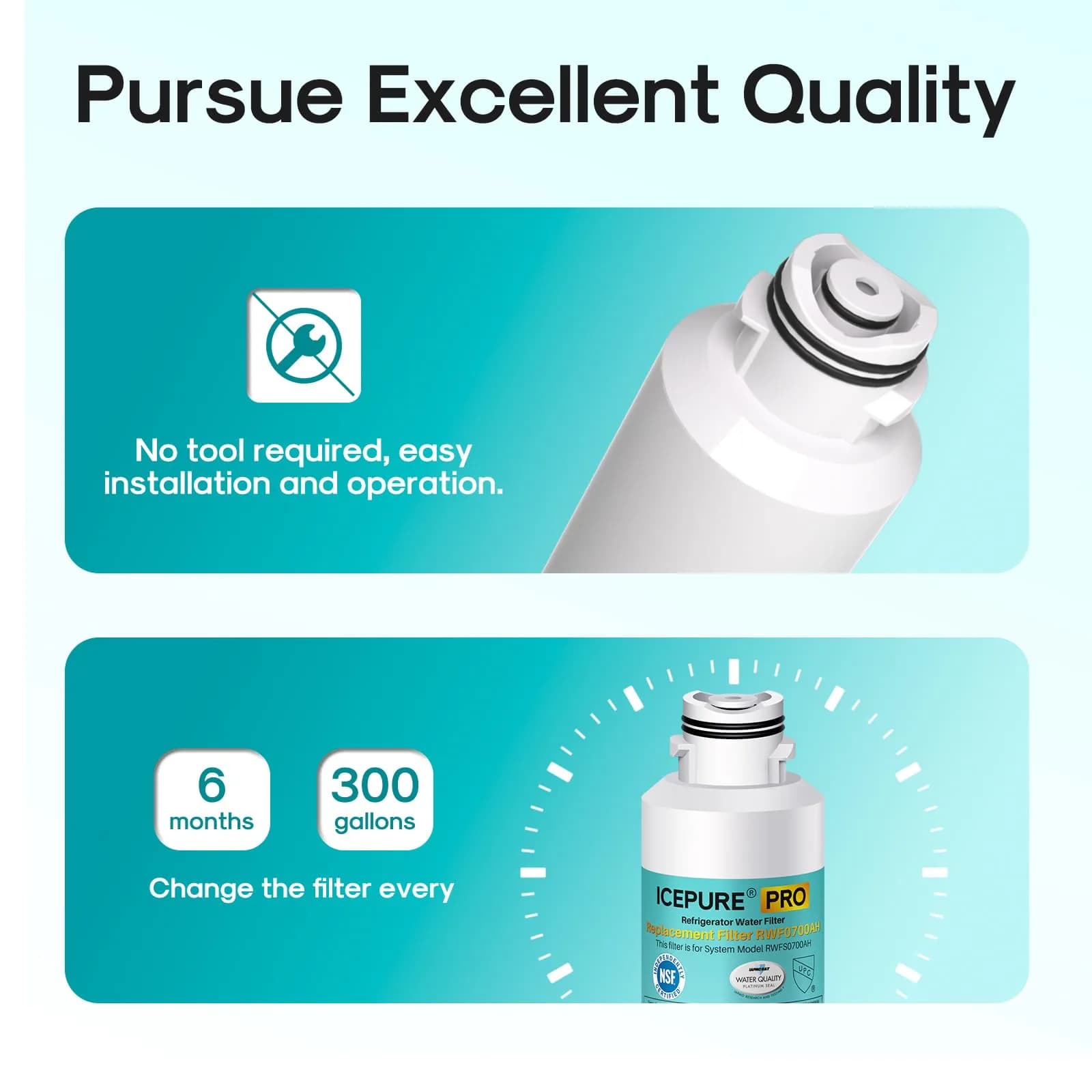 ICEPURE PRO DA29-00020B Refrigerator Water Filter 23.1cm (9.1in) | NSF 401 & 53 Certified for Pharmaceuticals, Lead, Mercury - view 8