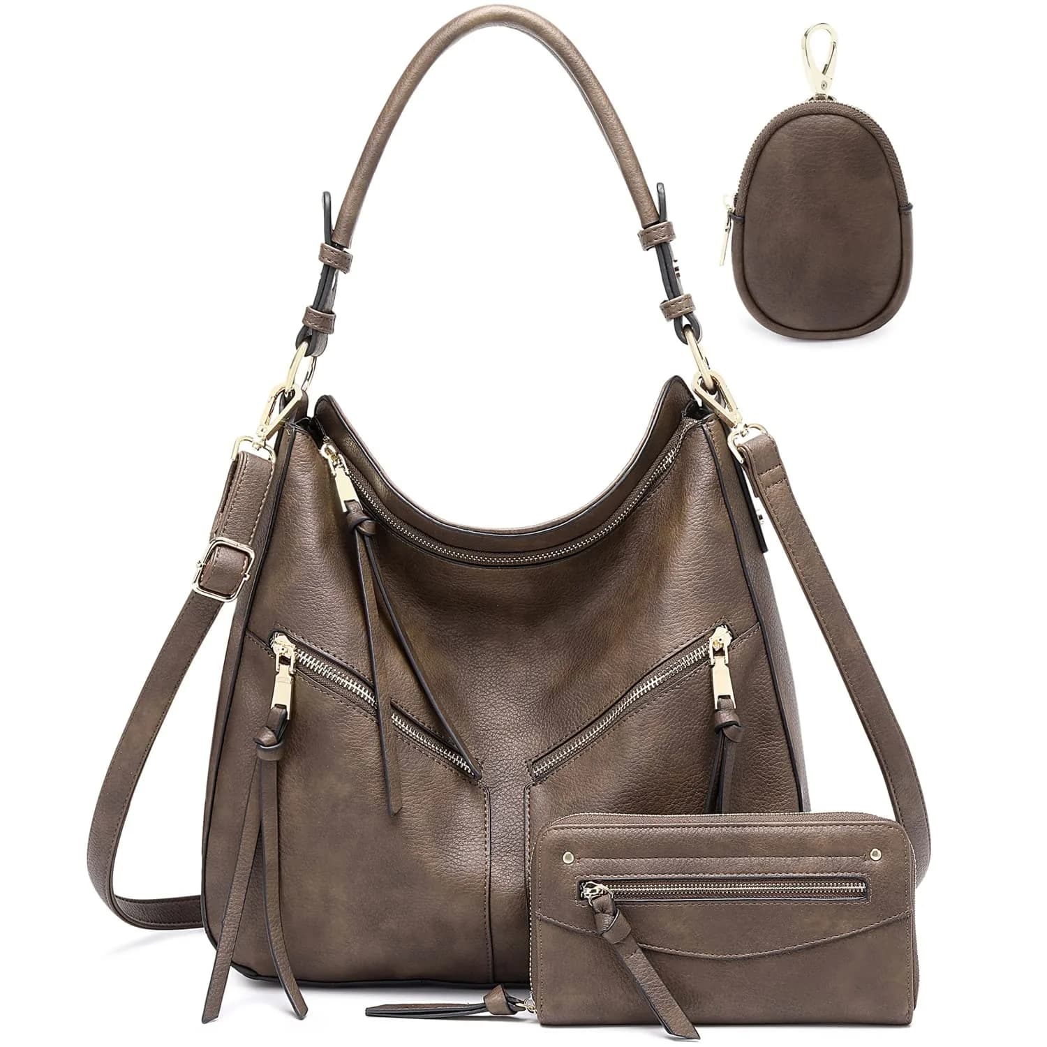 lapsting Vegan 3pcs Hobo Handbags for Women 14inch-18inch | Versatile Boho Shoulder Bag Set