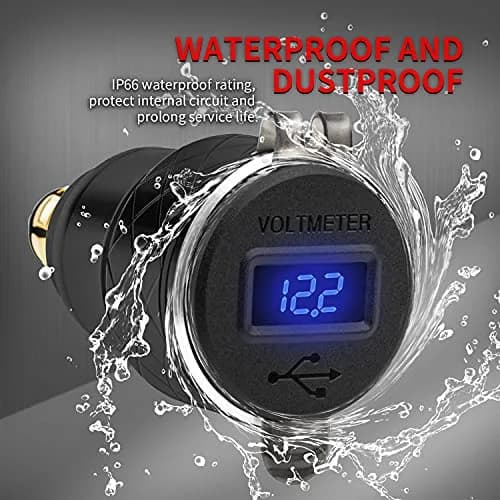 DAIERTEK DIN Hella Plug to Dual USB Charger Adapter for BMW Triumph Tiger Ducati Motorcycle Waterproof QC3.0 with Blue LED Voltmeter thumbnail 5
