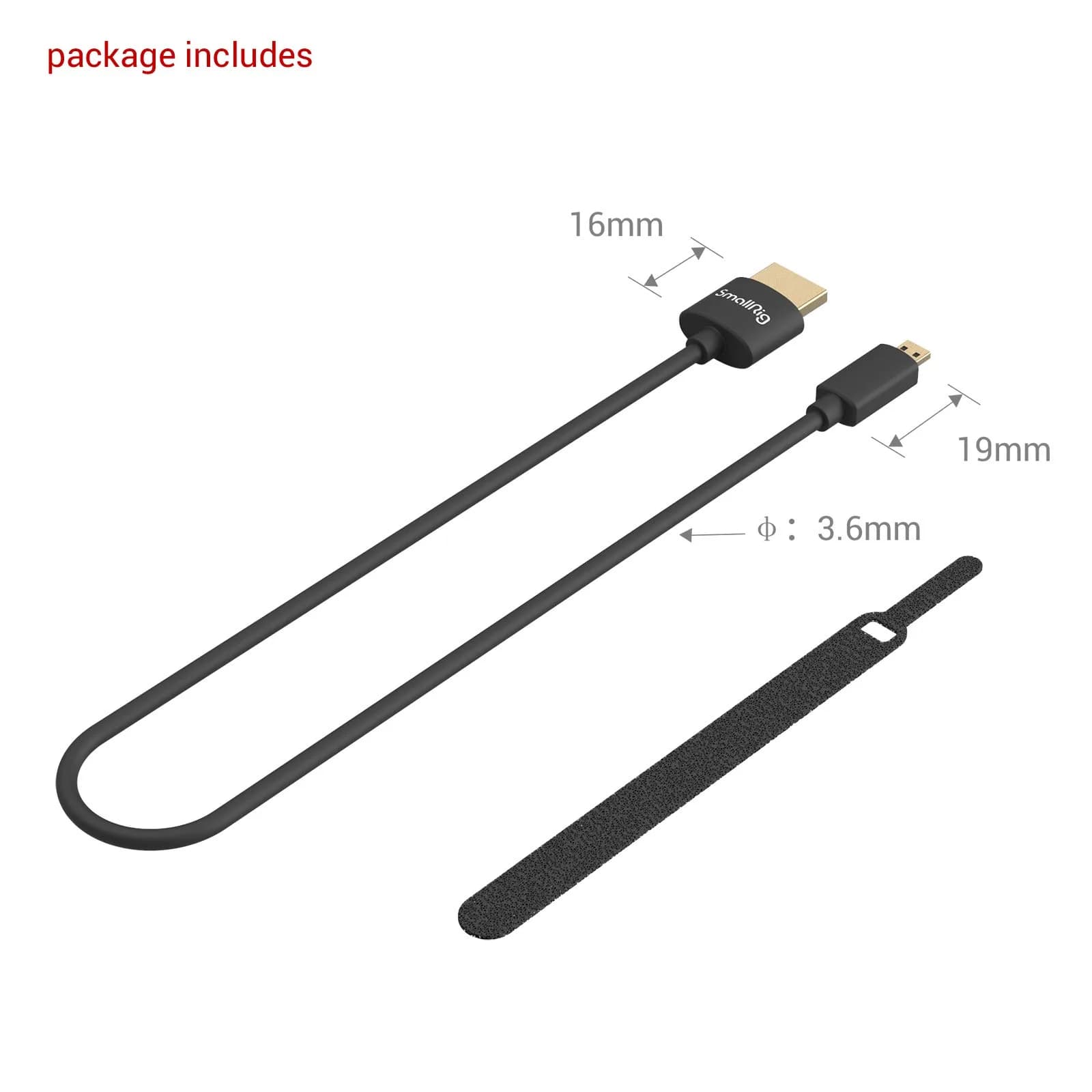 SMALLRIG Ultra-Slim 4K HDMI Cable 35cm (Micro to HDMI) | 4K@60Hz HDR 2.0, Flexible TPE for Sony A7RIII/Fujifilm XT4 - view 5