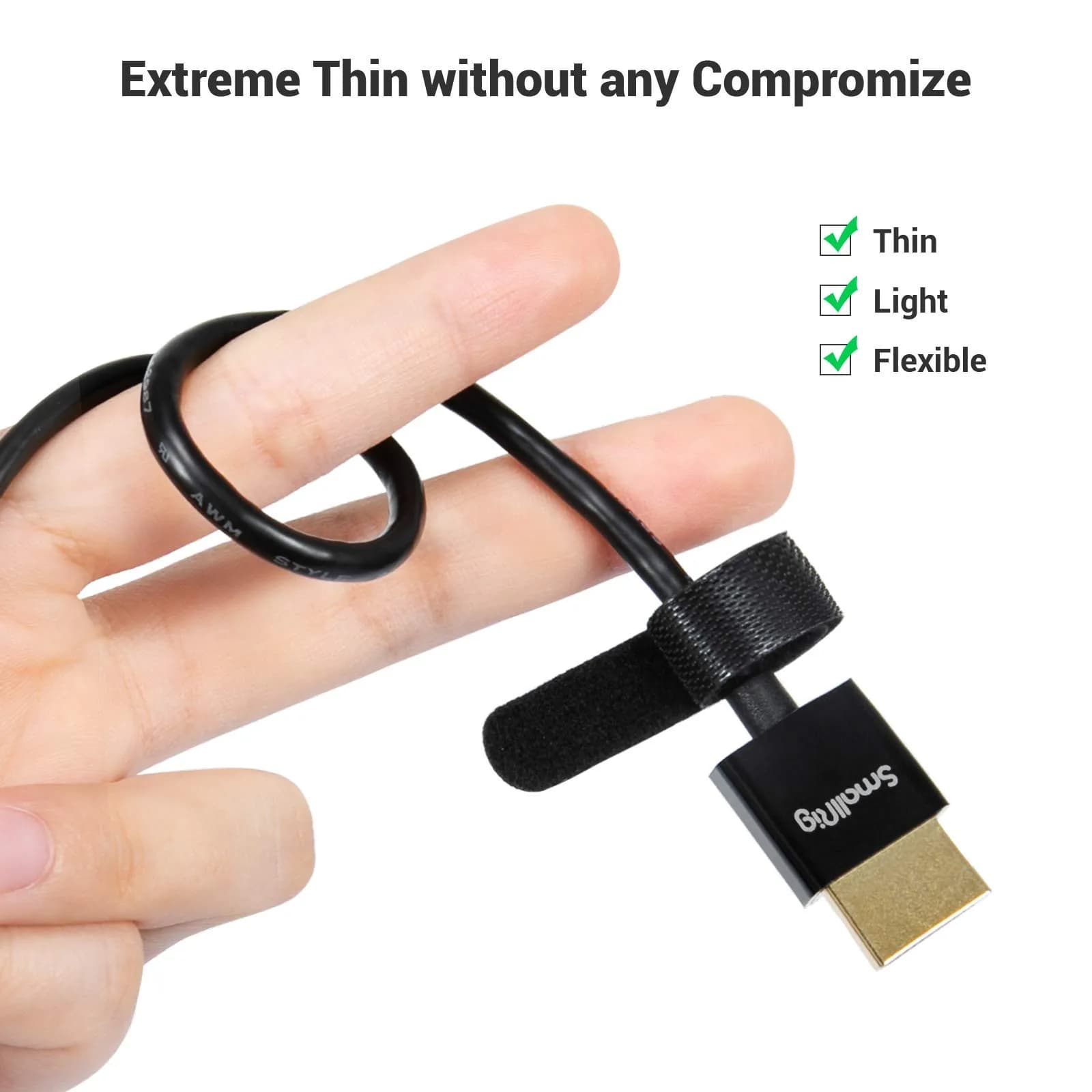 SMALLRIG Ultra-Slim 4K HDMI Cable 35cm (Micro to HDMI) | 4K@60Hz HDR 2.0, Flexible TPE for Sony A7RIII/Fujifilm XT4 - view 4