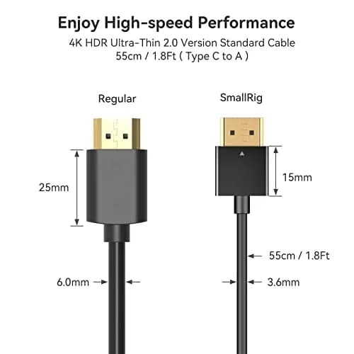 SMALLRIG 55cm (1.8ft) Ultra Thin USB-C to USB-A Cable | 4K 60Hz HDMI 2.0 - view 3