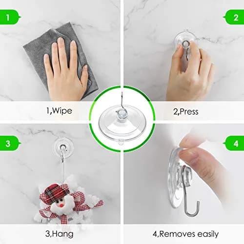 Hangerspace Suction Cup Hooks, 12 Pack | Clear, Waterproof, Detachable, 3lb Capacity thumbnail 6