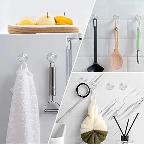 Hangerspace Suction Cup Hooks, 12 Pack | Clear, Waterproof, Detachable, 3lb Capacity thumbnail 2