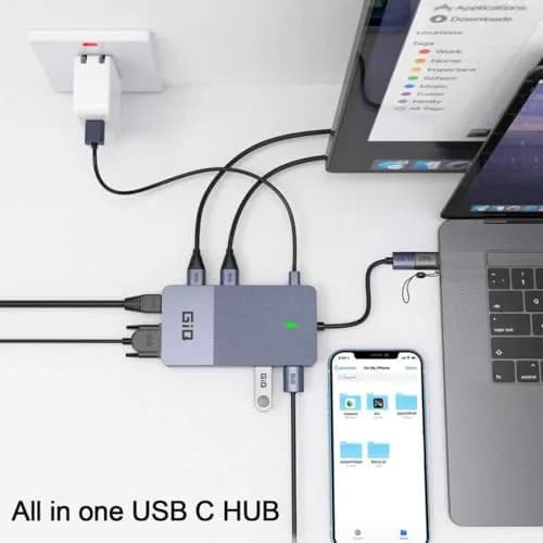 Giq USB 3.0 Docking Station Dual Monitor | 11-in-1 Multiport Hub for Laptop thumbnail 6
