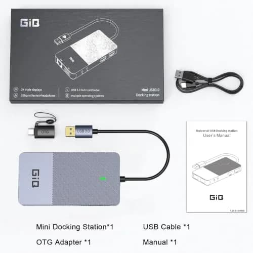 Giq USB 3.0 Docking Station Dual Monitor | 11-in-1 Multiport Hub for Laptop thumbnail 7