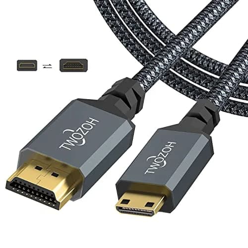 Twozoh Mini HDMI to HDMI Cable 3.3FT | Supports 4K/60Hz & 3D, Braided Cord for HD Devices thumbnail 1