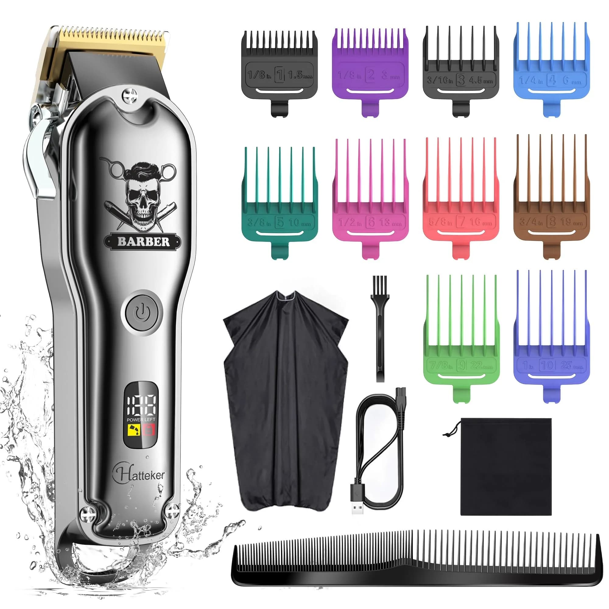 Hatteker Hair Cutting Kit Pro for Men, 17 Piece Set | Professional Cordless Beard Trimmer with 300 Min Runtime - main product image