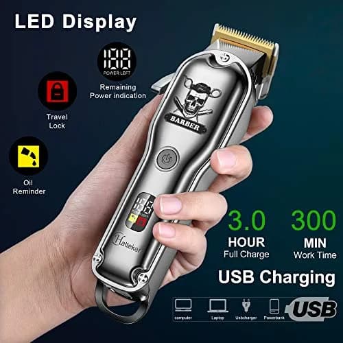Hatteker Hair Cutting Kit Pro for Men, 17 Piece Set | Professional Cordless Beard Trimmer with 300 Min Runtime thumbnail 6