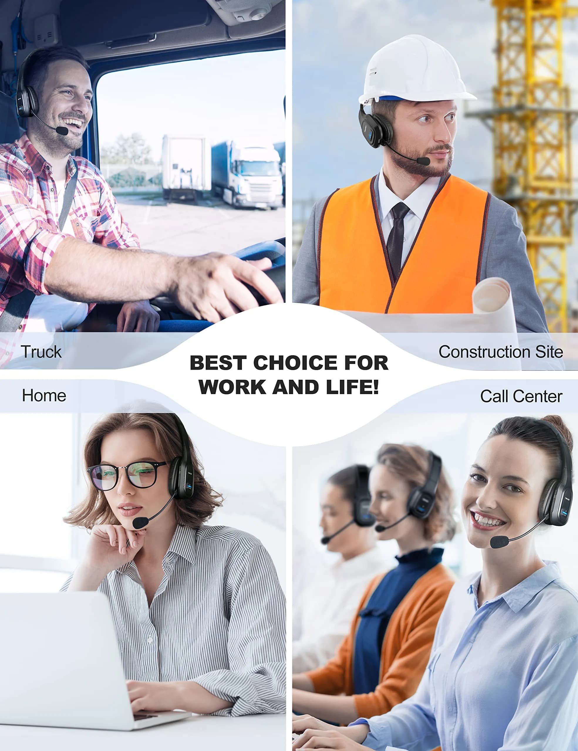 TECKNET Trucker Bluetooth Headset with AI Noise Canceling Mic, 32 Hrs Playtime | USB Dongle Included - view 7