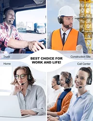 TECKNET Trucker Bluetooth Headset with AI Noise Canceling Mic, 32 Hrs Playtime | USB Dongle Included thumbnail 7