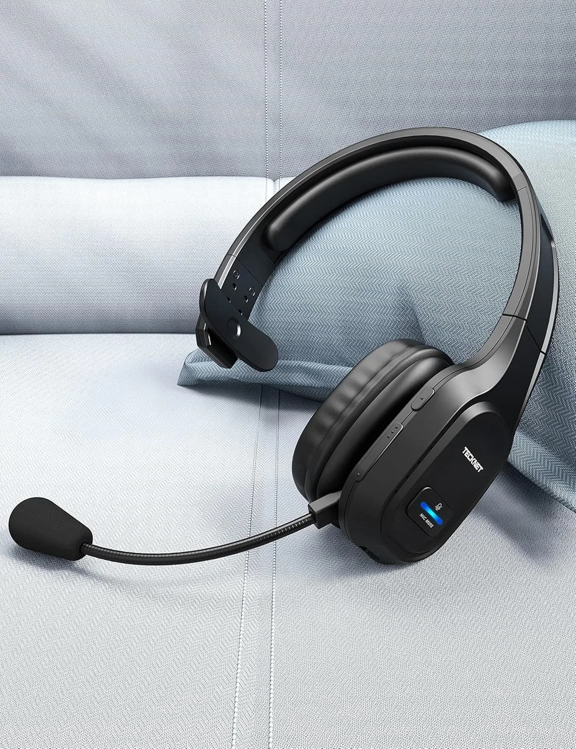 TECKNET Trucker Bluetooth Headset with AI Noise Canceling Mic, 32 Hrs Playtime | USB Dongle Included - view 8