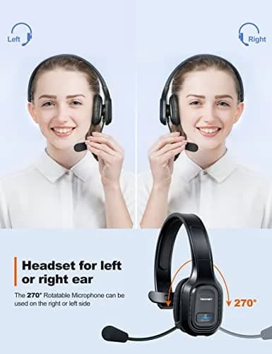 TECKNET Trucker Bluetooth Headset with AI Noise Canceling Mic, 32 Hrs Playtime | USB Dongle Included thumbnail 3