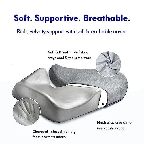C CUSHION LAB Patented Pressure Relief Seat Cushion for Long Sitting Hours | Ergonomic Memory Foam for Hip, Tailbone, Coccyx, Sciatica - Wellness Green thumbnail 5